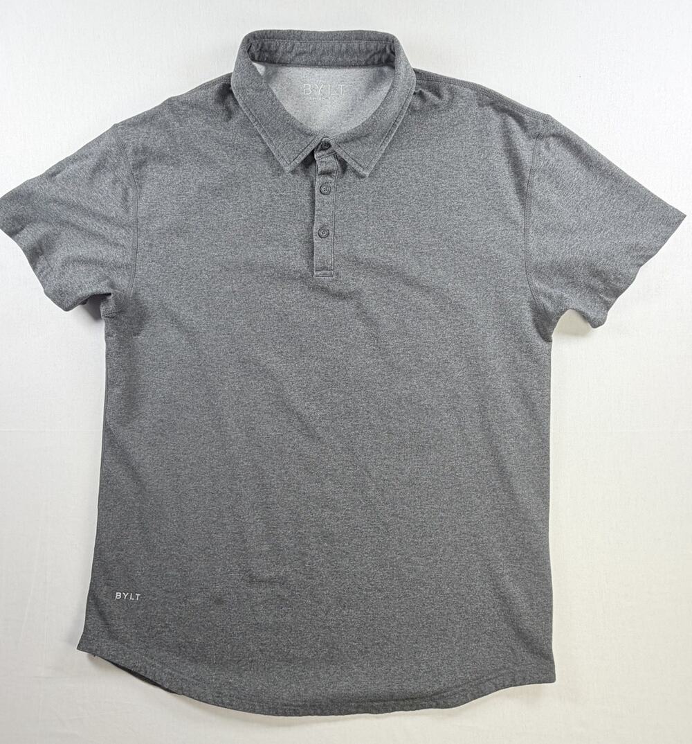 BYLT Premium Basics Men’s Lux Polo Short Sleeve Gray Heather Size XL